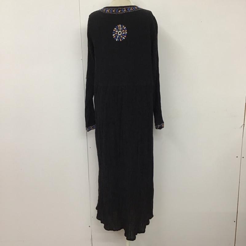 マライカ MALAIKA ワンピース ロングスカート 長袖 コットン リネン 刺繍 黒 / ブラック /  レディース USED 古着 中古 10116472