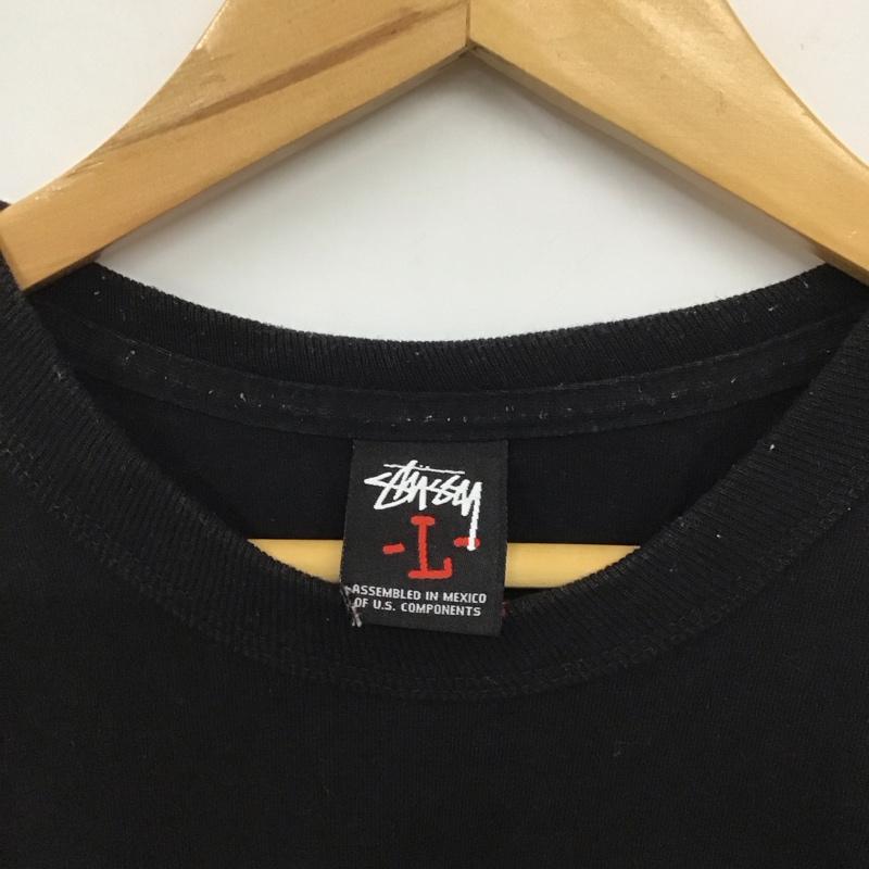 ステューシー STUSSY カットソー 長袖 長袖カットソー プリントカットソー クルーネック L ロゴ、文字 黒 / ブラック /  メンズ USED 古着 中古 10132558