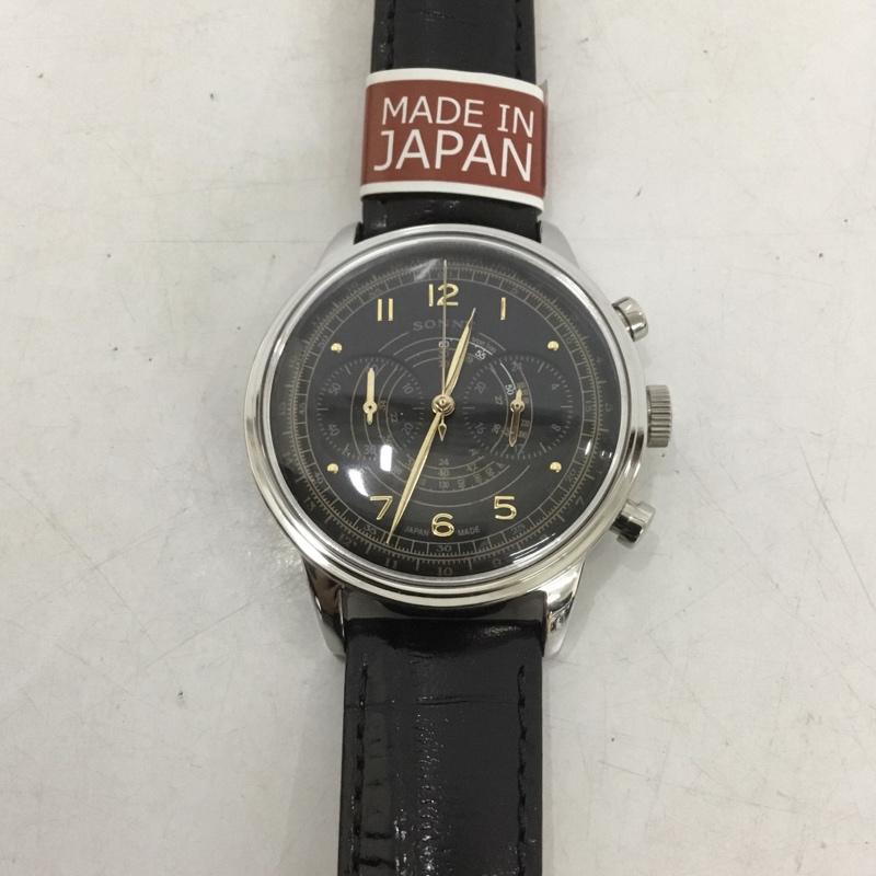 ゾンネ SONNE 腕時計 アナログ（クォーツ式） HI001 レザーベルト ロゴ、文字 黒 / ブラック /  メンズ USED 古着 中古 10134910