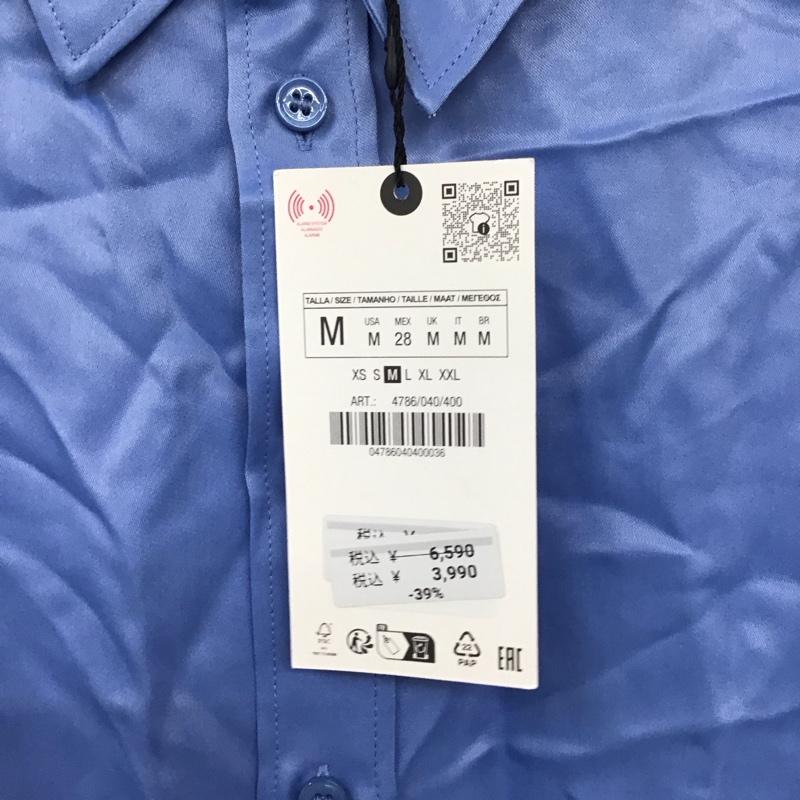 ザラ ZARA シャツ、ブラウス 長袖 タグ付 M 無地 青 / ブルー /  レディース USED 古着 中古 10129241