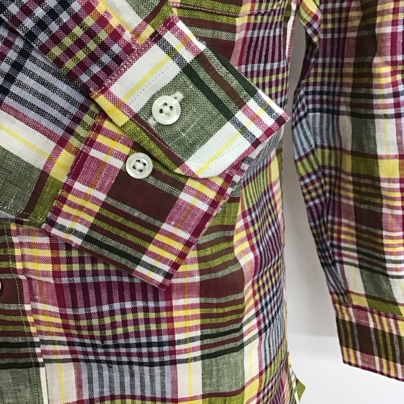 ブルックスブラザーズ BROOKS BROTHERS シャツ、ブラウス 長袖 ボタンダウン 麻 リネン S チェック マルチカラー / マルチカラー /  メンズ USED 古着 中古 10112669