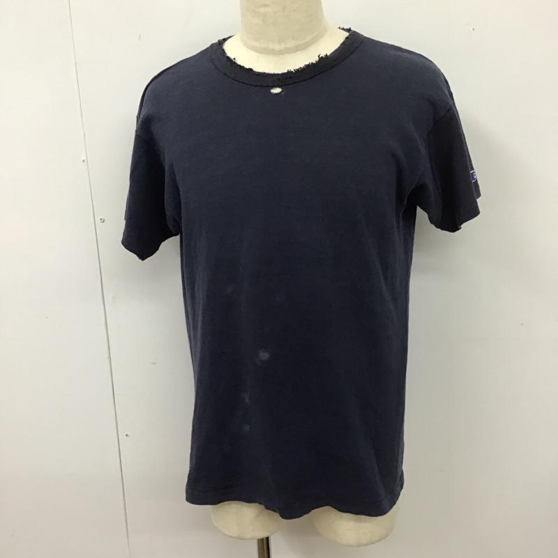 チャンピオン Champion Tシャツ 半袖 クルーネック 80年代 L ワンポイント 紺 / ネイビー /  メンズ USED 古着 中古 10112659