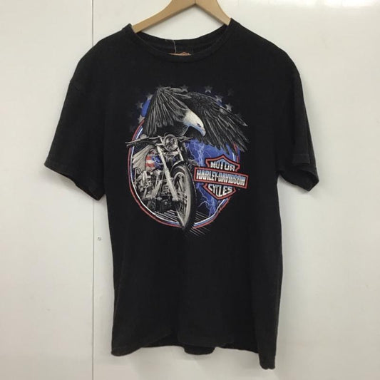 ハーレーダビッドソン Harley-Davidson Tシャツ 半袖 半袖カットソー プリントTシャツ クルーネックカットソー L プリント 黒 / ブラック /  メンズ USED 古着 中古 10130657