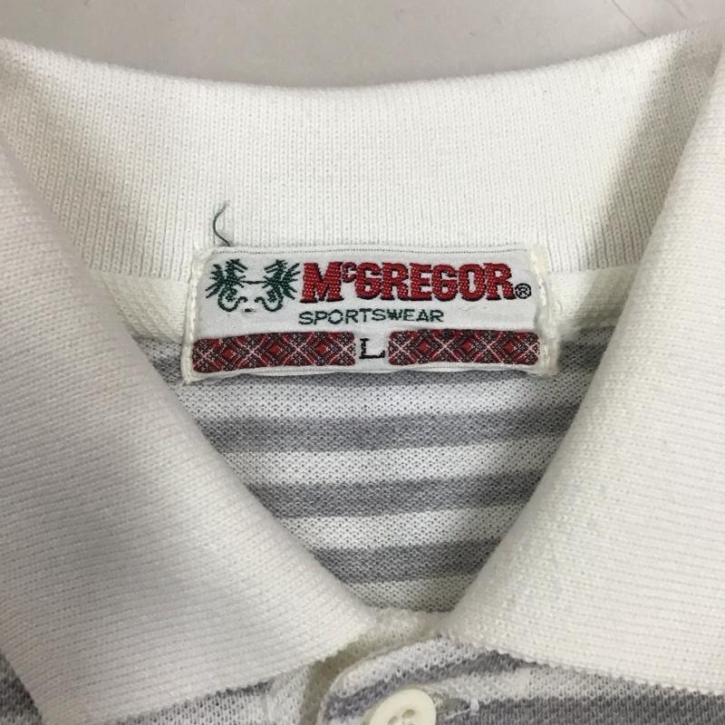 マックレガー McGREGOR ポロシャツ 半袖 ボーダー L ワンポイント 白 / ホワイト / X 灰 / グレー /  メンズ USED 古着 中古 10117020