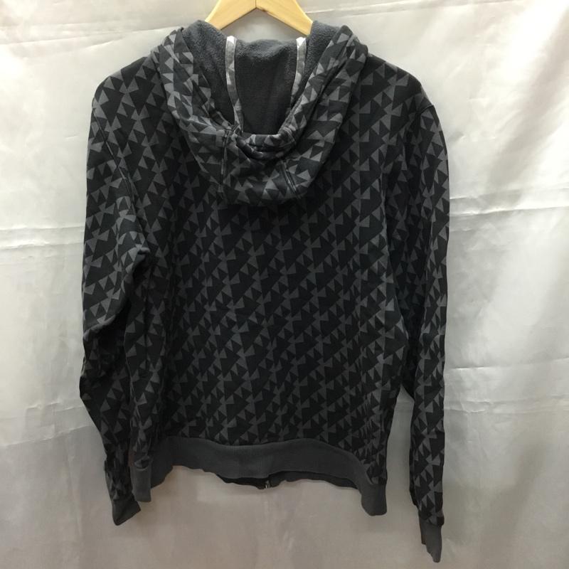 アディダス adidas パーカー 長袖 ジップパーカー XL 総柄 灰 / グレー / X 黒 / ブラック /  メンズ USED 古着 中古 10110686