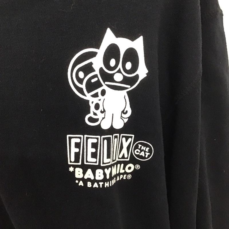 アベイシングエイプ A BATHING APE パーカー 長袖 ジップアップパーカー 長袖パーカー フード付きパーカー felix XXL ロゴ、文字 黒 / ブラック /  メンズ USED 古着 中古 10107400