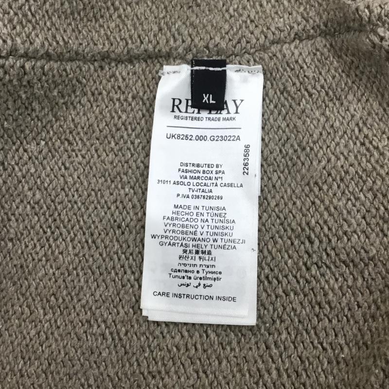 リプレイ REPLAY ニット、セーター 長袖 REPLAY　ダメージニット　UK8252.000.G23022A XL ロゴ、文字 茶 / ブラウン /  メンズ USED 古着 中古 10120881