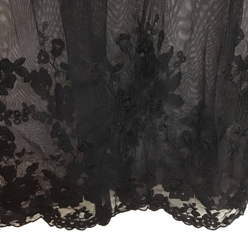 ローリーズファーム LOWRYS FARM スカート ロングスカート ロングスカート フレアスカート カジュアルスカート シースルー FREE 刺繍 黒 / ブラック /  レディース USED 古着 中古 10142684