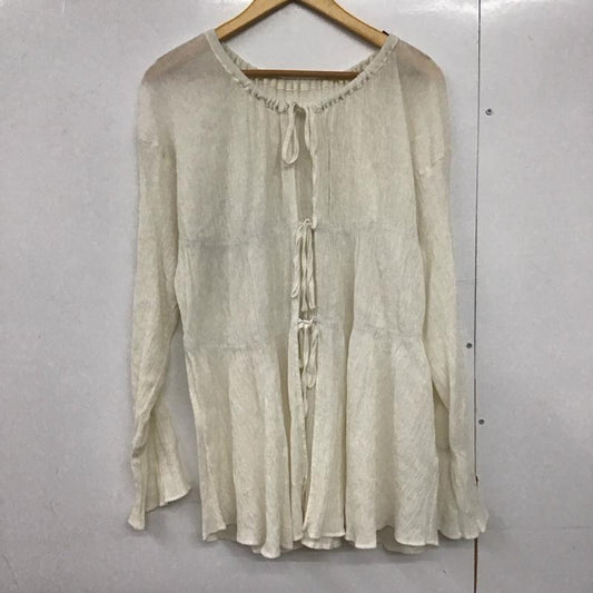 ローリーズファーム LOWRYS FARM シャツ、ブラウス 長袖 長袖シャツ 無地シャツ ノーカラーシャツ 前開 FREE 無地 白 / ホワイト /  レディース USED 古着 中古 10142682