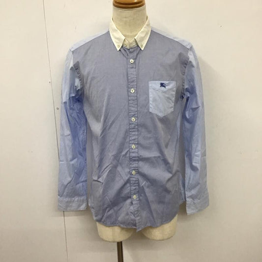 バーバリーブラックレーベル BURBERRY BLACK LABEL シャツ、ブラウス 長袖 長袖シャツ カラーシャツ ポケットシャツ 長袖カットソー 3 ロゴ、文字 水色 / ライトブルー /  メンズ USED 古着 中古 10114629