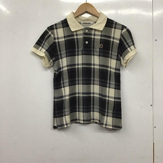 アベイシングエイプ A BATHING APE ポロシャツ 半袖 チェック S ワンポイント 灰 / グレー / X 白 / ホワイト /  レディース USED 古着 中古 10138688