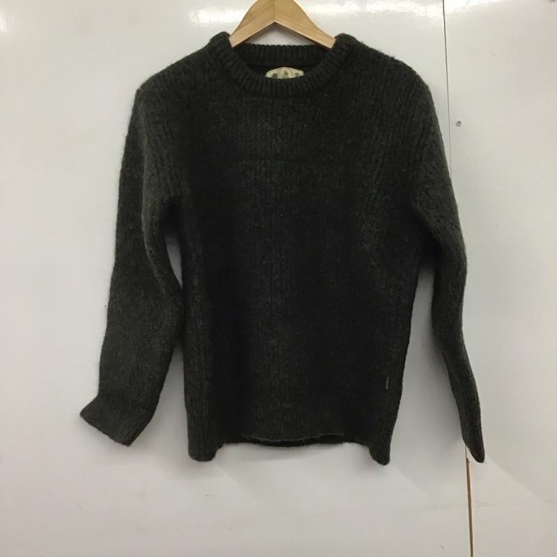 バーブァー Barbour ニット、セーター 長袖 長袖ニットカットソー クルーネック セーター 厚手 XL 無地 カーキ / カーキ /  メンズ USED 古着 中古 10141396