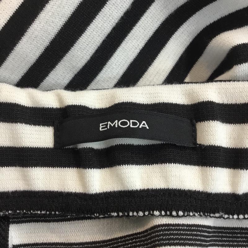エモダ EMODA スカート ひざ丈スカート M ボーダー柄 白 / ホワイト / X 黒 / ブラック /  レディース USED 古着 中古 10046991