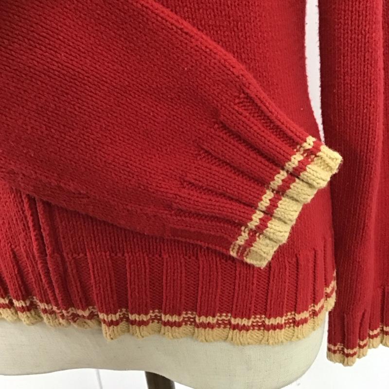 バーバリーロンドン Burberry London ニット、セーター 長袖 長袖ジップアップニット アウター セーターニットジャケット スタンドカラー M ロゴ、文字 赤 / レッド /  メンズ USED 古着 中古 10122411