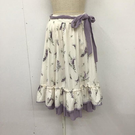 アクシーズファム axes femme スカート ひざ丈スカート CI285X33 ラベンダー柄 フリル リボン M 花柄 オフホワイト / オフホワイト / X 紫 / パープル /  レディース USED 古着 中古 10108595