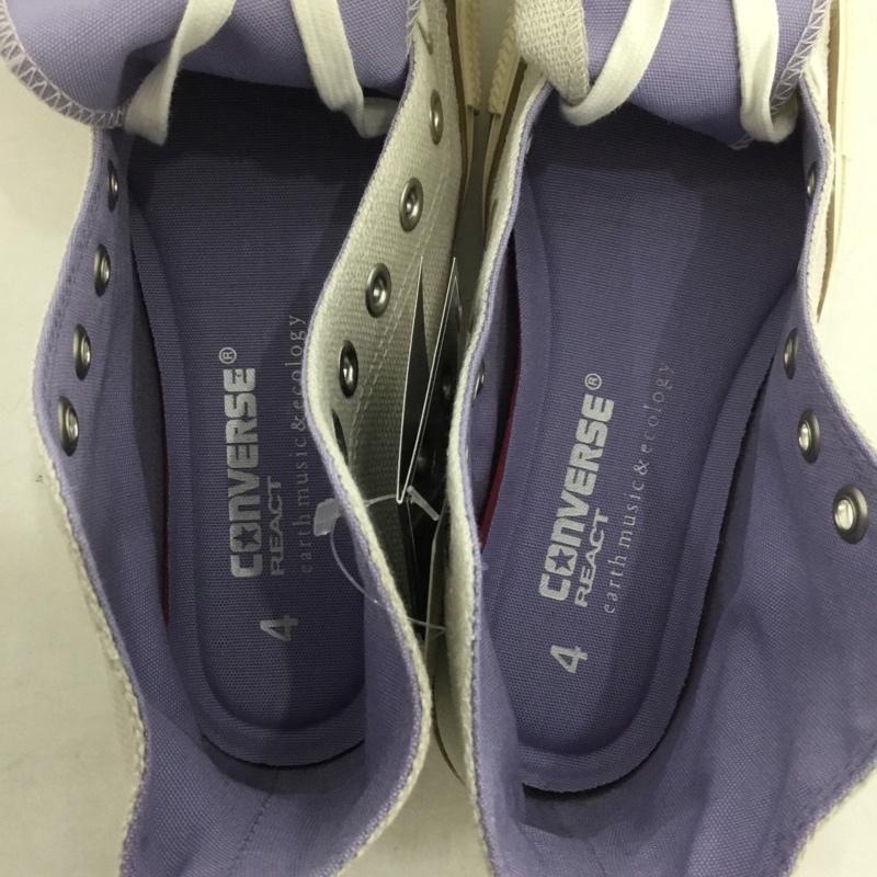 コンバース CONVERSE スニーカー スニーカー 5SC901 ALL STAR 100 HI earth music&ecology 別注 タグ付き 箱有 23.0cm ロゴ、文字 ベージュ / ベージュ / X 紫 / パープル /  レディース USED 古着 中古 10141907