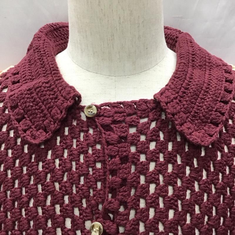 ジャーナルスタンダード レリューム JOURNAL STANDARD relume シャツ、ブラウス 半袖 22-080-464-9020-1-0 クロシェ編み 半袖ニットシャツLINE L  えんじ / ワインレッド /  メンズ USED 古着 中古 10121216