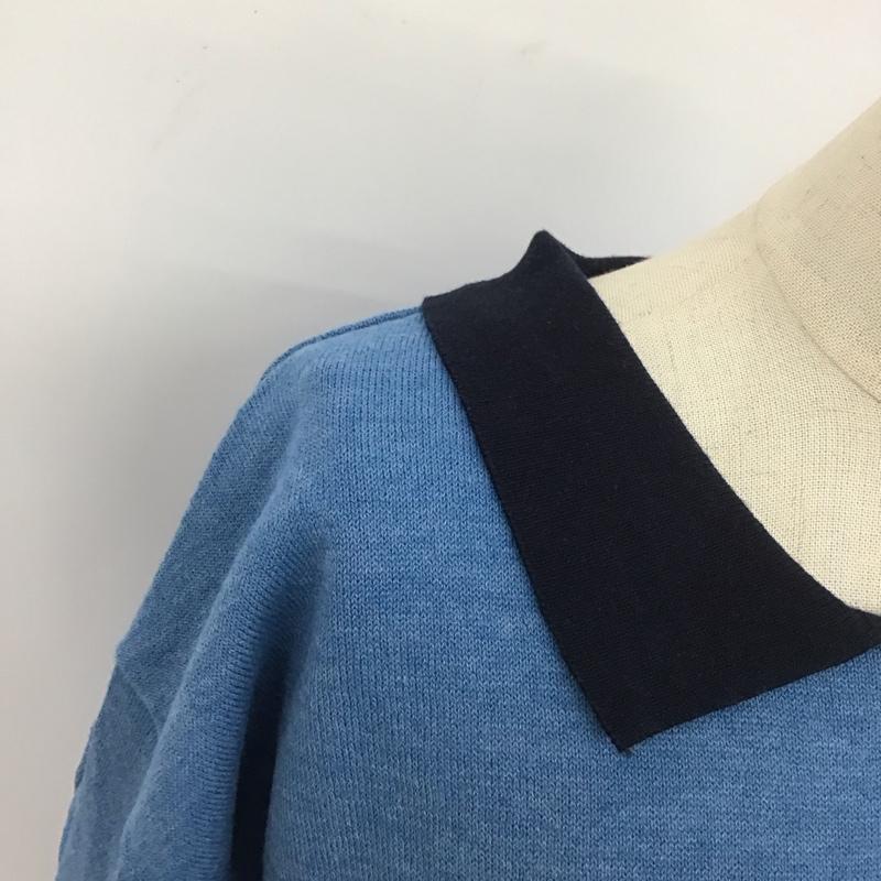 ニコアンド niko and... ポロシャツ 半袖 NKN23675SB ポロ襟ニット M 無地 青 / ブルー / X 紺 / ネイビー /  レディース USED 古着 中古 10112138