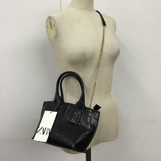 ザラ ZARA ハンドバッグ ハンドバッグ 6323 810 040 ショルダー 2WAY クロコダイル調 タグ付き  黒 / ブラック /  レディース USED 古着 中古 10110518