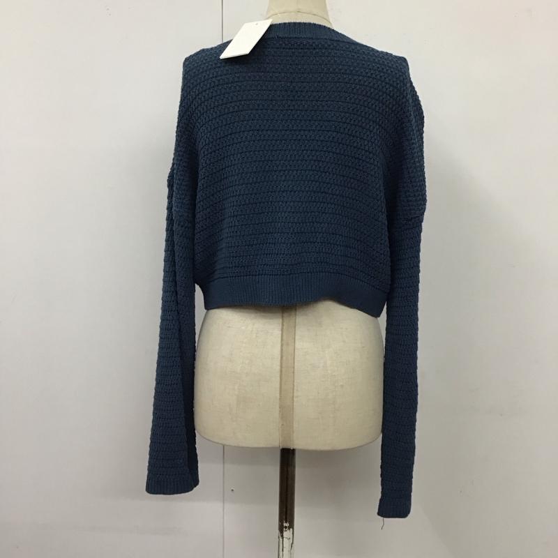 ザラ ZARA カーディガン 長袖 9598 080 200 クロップドニット ショート丈 タグ付き S 無地 青 / ブルー /  レディース USED 古着 中古 10116683
