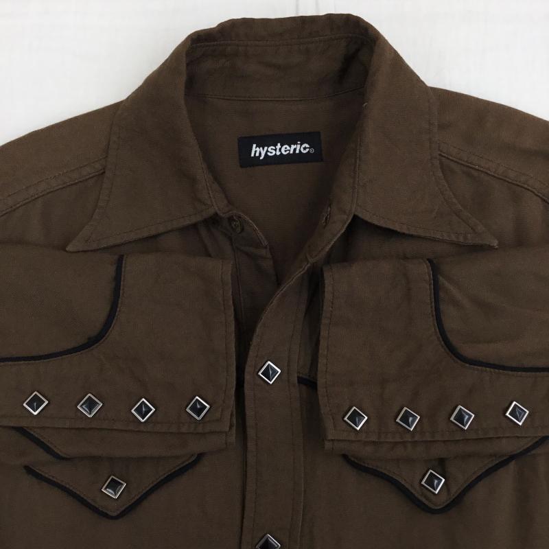ヒステリックグラマー HYSTERIC GLAMOUR シャツ、ブラウス 長袖 36 ロゴ、文字 茶 / ブラウン /  メンズ USED 古着 中古 10137584
