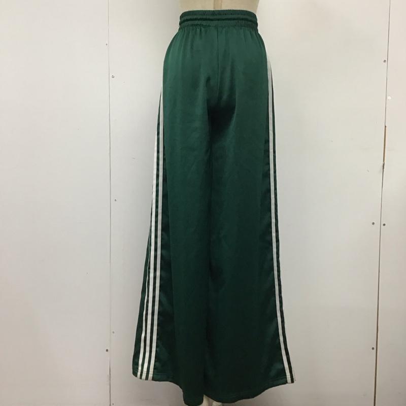 アディダス adidas ボトムス ボトムス 1W7002 ワイドレッグ トラックパンツ XS ロゴ、文字 緑 / グリーン / X 白 / ホワイト /  レディース USED 古着 中古 10120067