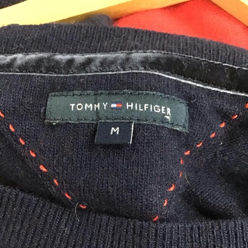 トミーヒルフィガー TOMMY HILFIGER ニット、セーター 半袖 M 無地 赤 / レッド / X 紺 / ネイビー /  レディース USED 古着 中古 10132219