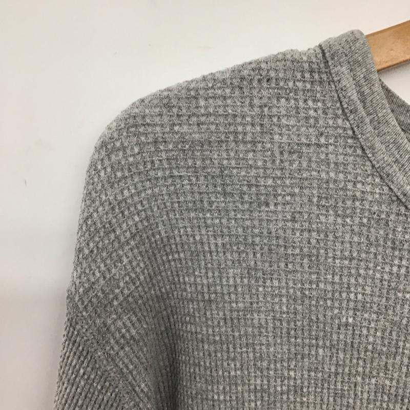 ステューシー STUSSY カットソー 長袖 長袖カットソー プリントカットソー クルーネック ワッフル XL ロゴ、文字 灰 / グレー /  メンズ USED 古着 中古 10132566