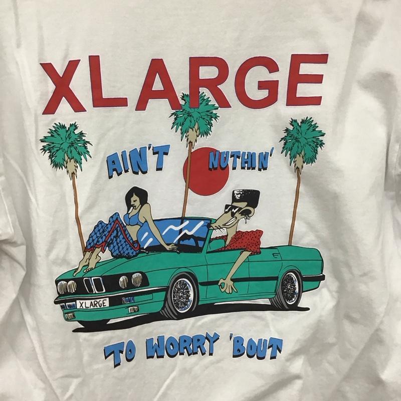 エクストララージ XLARGE カットソー 長袖 長袖カットソー プリントカットソー クルーネック M プリント 白 / ホワイト /  メンズ USED 古着 中古 10131002