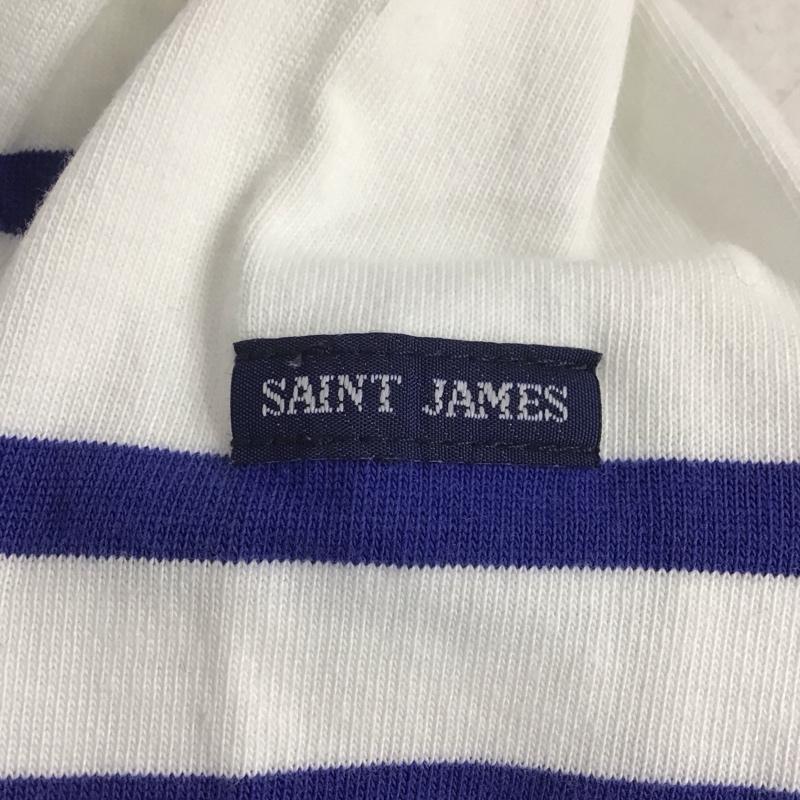 セントジェームス SAINT JAMES カットソー 長袖 長袖カットソー プリントカットソー ワイドネック L ボーダー柄 白 / ホワイト / X 青 / ブルー /  メンズ USED 古着 中古 10140770