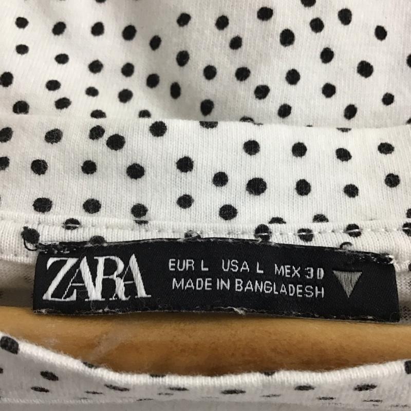 ザラ ZARA カットソー 半袖 L ドット 白 / ホワイト /  レディース USED 古着 中古 10140629