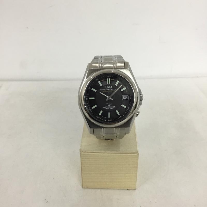 キューアンドキューバイシチズン Q&Q BY CITIZEN 腕時計 アナログ（クォーツ式） HR15 SOLARMATE 電波時計 ソーラー ロゴ、文字 銀 / シルバー /  メンズ USED 古着 中古 10146908