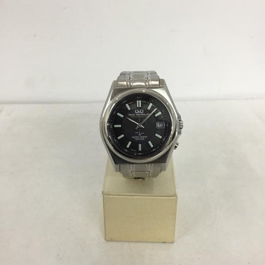 キューアンドキューバイシチズン Q&Q BY CITIZEN 腕時計 アナログ（クォーツ式） HR15 SOLARMATE 電波時計 ソーラー ロゴ、文字 銀 / シルバー /  メンズ USED 古着 中古 10146908