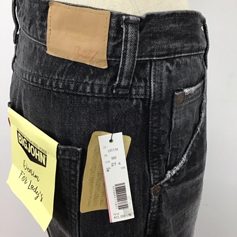 ビッグジョン Big John パンツ デニム、ジーンズ デニムパンツ ストレートパンツ ワイドパンツ カジュアルパンツ 27インチ 無地 黒 / ブラック /  レディース USED 古着 中古 10115191