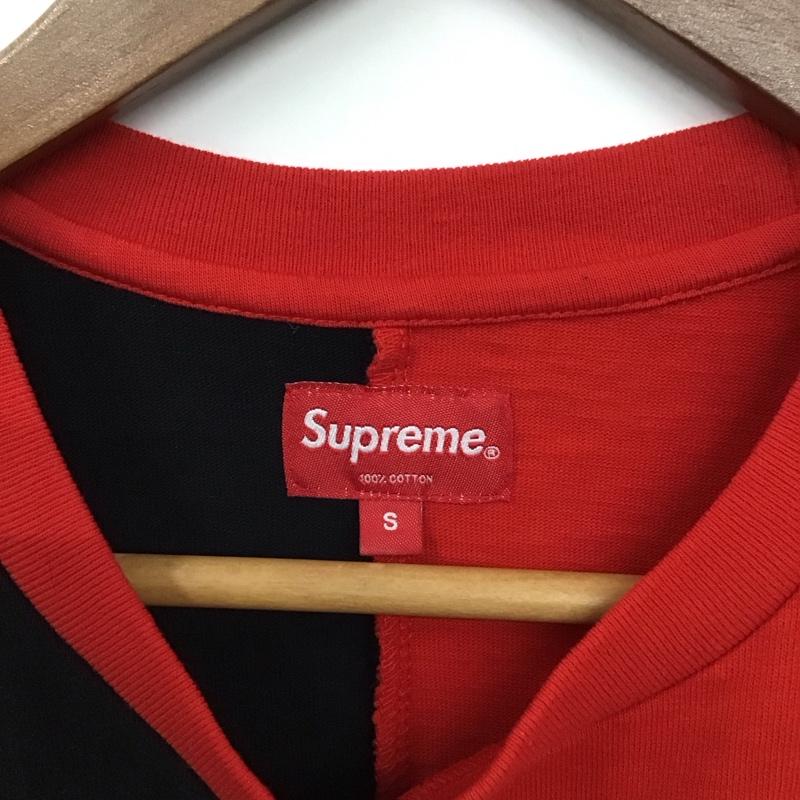 シュプリーム Supreme Tシャツ 半袖 SplitSSTopTee 半袖カットソー バイカラーTシャツ S ロゴ、文字 黒 / ブラック / X 赤 / レッド /  メンズ USED 古着 中古 10131537