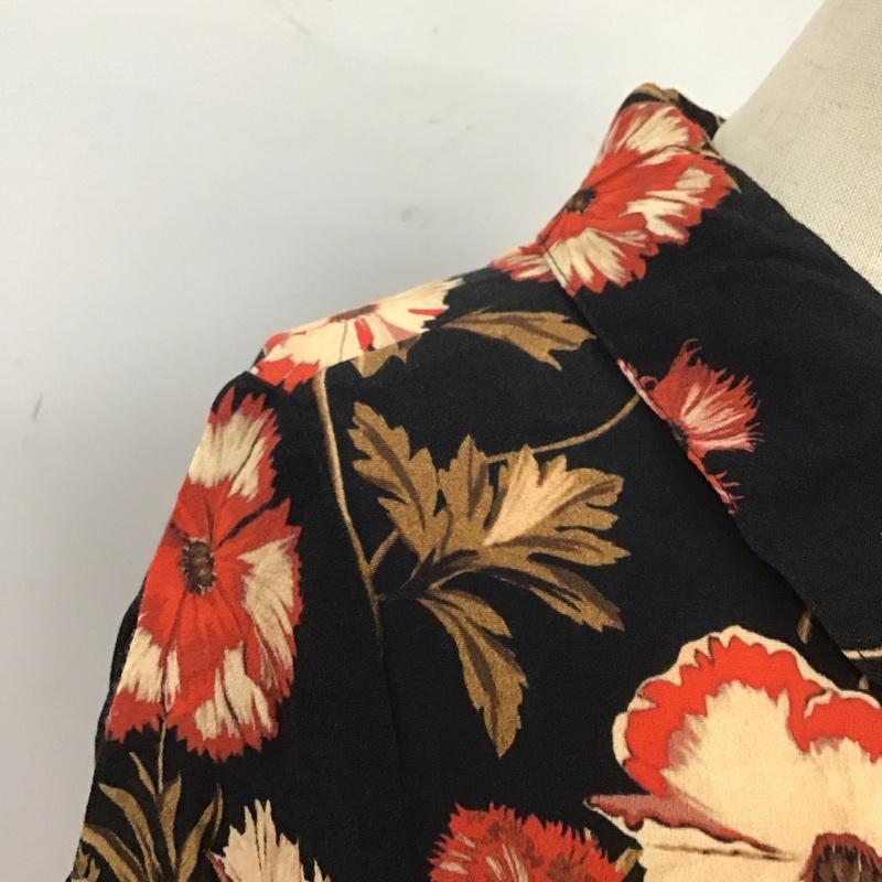 ザラ ZARA ワンピース ロングスカート 8514 242 800 半袖 シャツワンピース S 花柄 黒 / ブラック / X 赤 / レッド /  レディース USED 古着 中古 10109503
