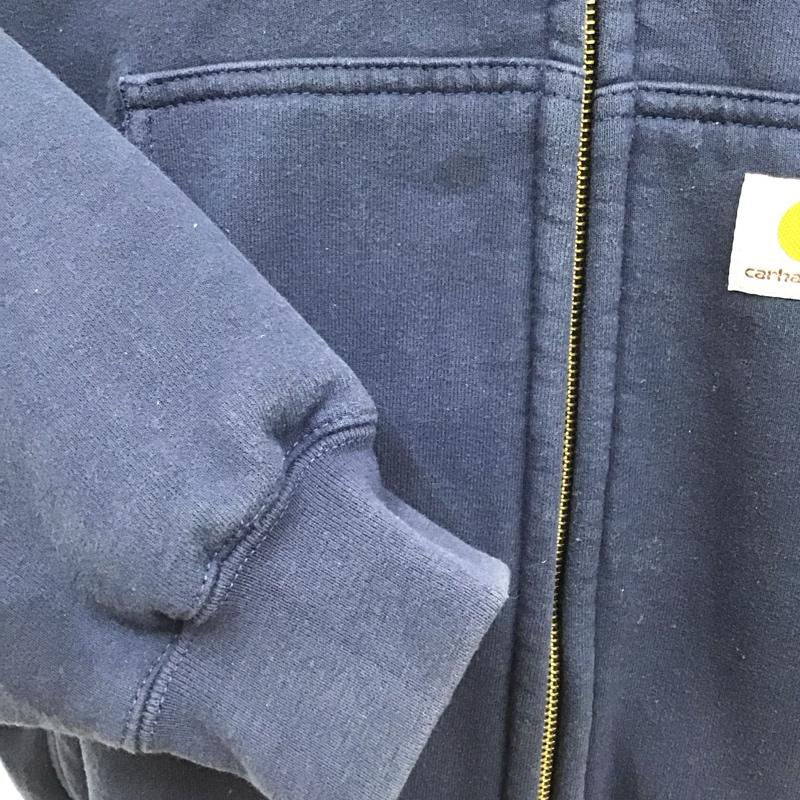 カーハート Carhartt パーカー 長袖 ジップアップパーカー 長袖パーカー フード付きパーカー L ロゴ、文字 紺 / ネイビー /  メンズ USED 古着 中古 10116651