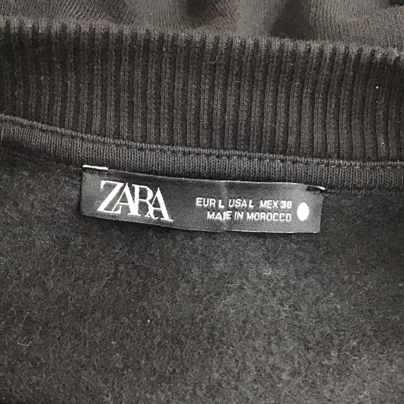 ザラ ZARA トレーナー 長袖 0085 021 800 スウェット 裏起毛 レース L 無地 黒 / ブラック /  レディース USED 古着 中古 10118220