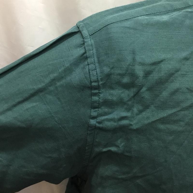 インヘリット INHERIT シャツ、ブラウス 長袖 20-050-720-6015-1-0 BELGIAN LINEN BLEND レギュラーシャツ XL 無地 緑 / グリーン /  メンズ USED 古着 中古 10121019