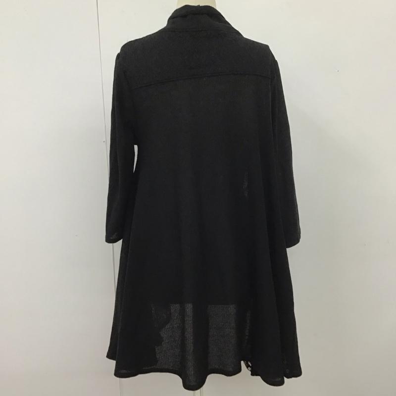 アクシーズファム axes femme カーディガン 半袖 半袖カーディガン ロングカーディガン レース シースルー M 無地 黒 / ブラック /  レディース USED 古着 中古 10113701