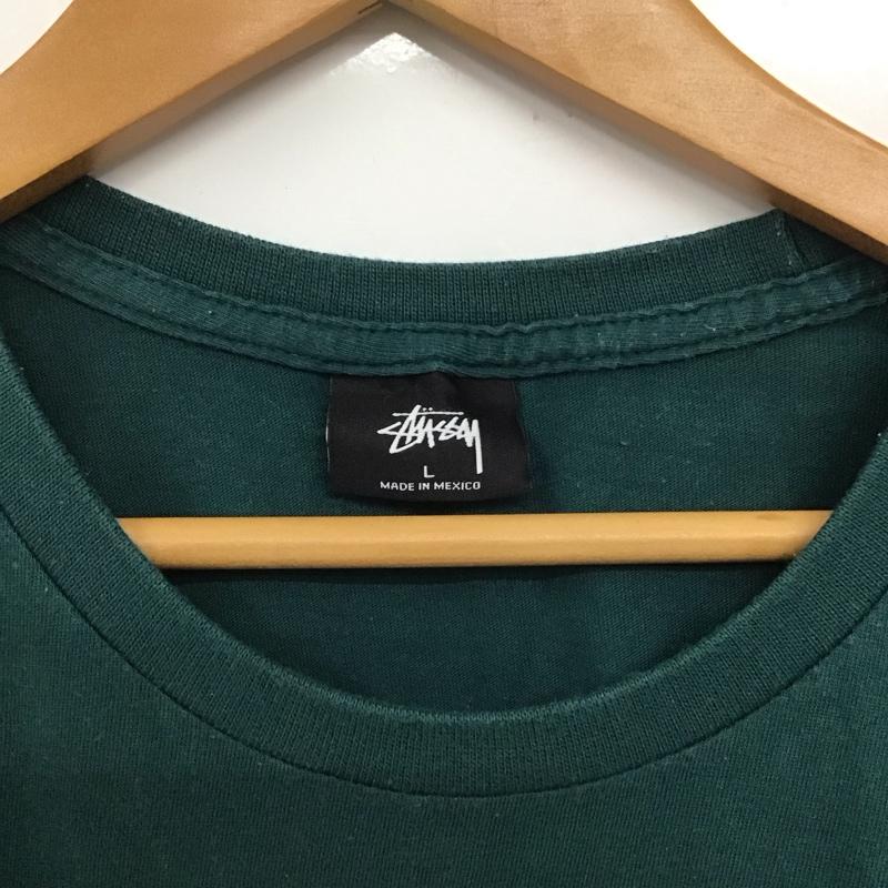 ステューシー STUSSY Tシャツ 半袖 半袖カットソー プリントTシャツ クルーネックカットソー worldtourdot L ロゴ、文字 緑 / グリーン /  メンズ USED 古着 中古 10133107