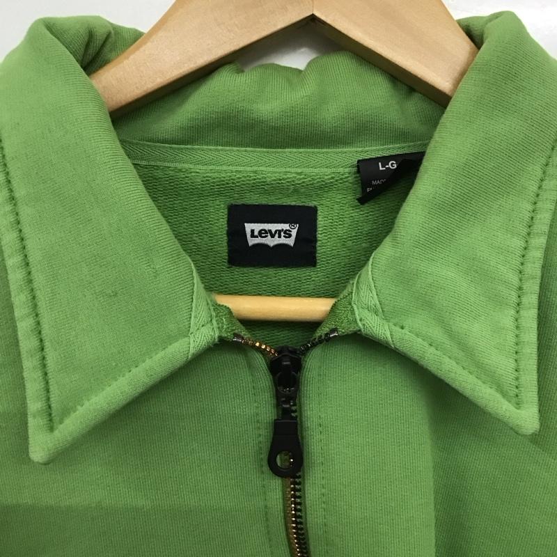 リーバイス Levi s トレーナー 長袖 長袖スウェット ジップアップネック トレーナー L ロゴ、文字 黄緑 / イエローグリーン /  メンズ USED 古着 中古 10148953