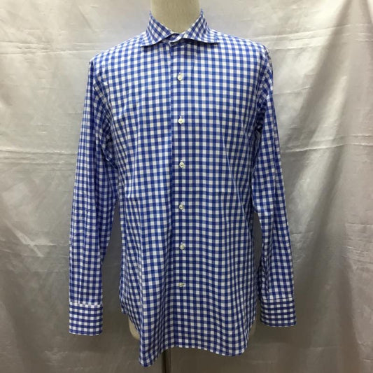 バーニーズ ニューヨーク BARNEYS NEWYORK シャツ、ブラウス 長袖 長袖シャツ カラーシャツ 長袖カットソー チェックシャツ M チェック 白 / ホワイト / X 青 / ブルー /  メンズ USED 古着 中古 10119401