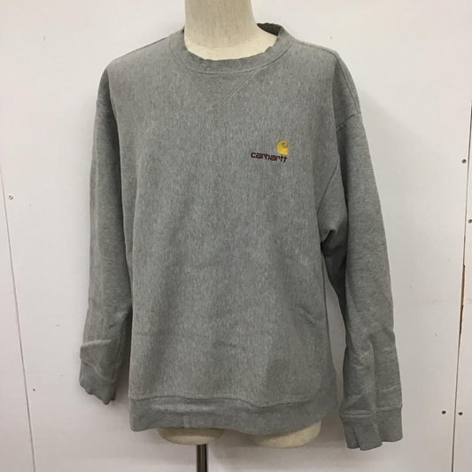 カーハート Carhartt トレーナー 長袖 長袖トレーナー スウェット クルーネック リブスウェットカットソー L ロゴ、文字 灰 / グレー /  メンズ USED 古着 中古 10107683