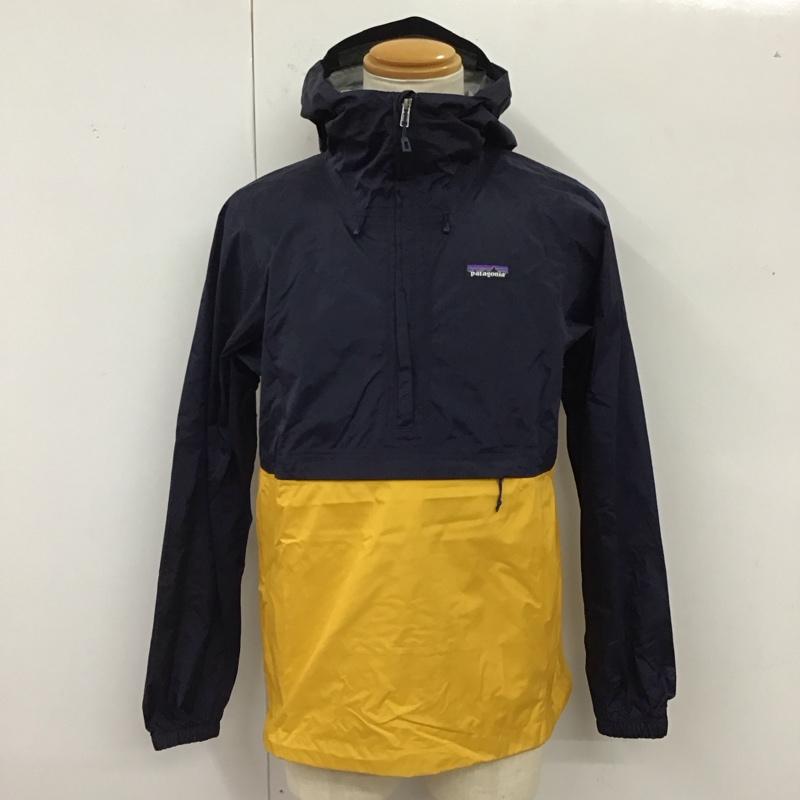 パタゴニア patagonia ジャケット、上着 ジャンパー、ブルゾン 83932sp18 ナイロンパーカー ジップアップパーカー ジャケット S ロゴ、文字 黄 / イエロー / X 紺 / ネイビー /  メンズ USED 古着 中古 10120004