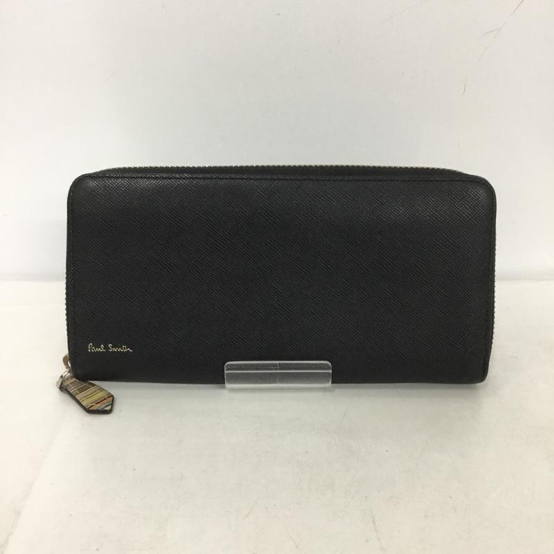 ポールスミス Paul Smith 財布 長財布 ラウンドファスナー ロゴ、文字 黒 / ブラック /  メンズ USED 古着 中古 10137151