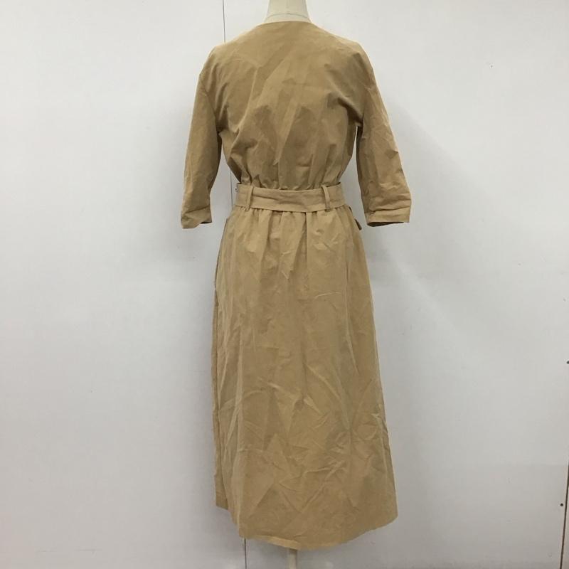ザラ ZARA ワンピース ロングスカート 7385 111 743 カシュクール ベルト付き スリット 七分袖 S 無地 ベージュ / ベージュ /  レディース USED 古着 中古 10122557