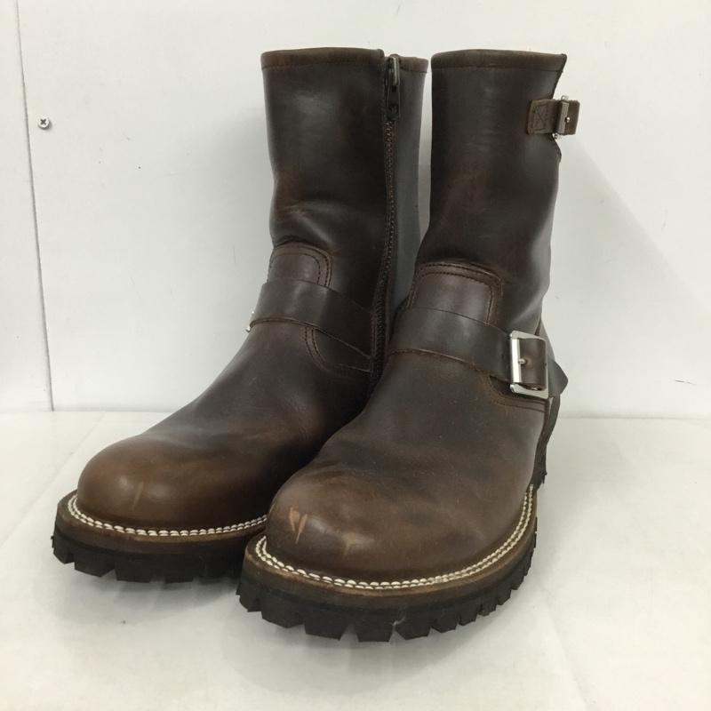 スローウェアライオン SLOW Wear Lion ブーツ エンジニアブーツ OB-859SH ファスナー レザー 9E 無地 茶 / ブラウン /  メンズ USED 古着 中古 10141941