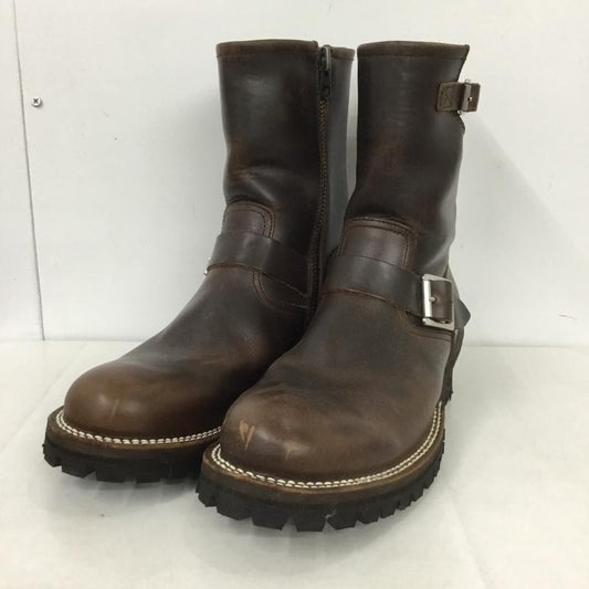 スローウェアライオン SLOW Wear Lion ブーツ エンジニアブーツ OB-859SH ファスナー レザー 9E 無地 茶 / ブラウン /  メンズ USED 古着 中古 10141941