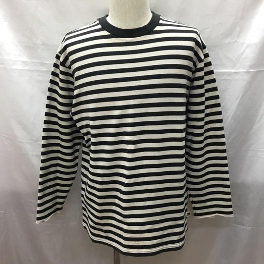 アベイシングエイプ A BATHING APE カットソー 長袖 長袖カットソー クルーネックカットソー ロングスリーブカットソー プリントTシャツ M ボーダー柄 黒 / ブラック / X ベージュ / ベージュ /  メンズ USED 古着 中古 10114788